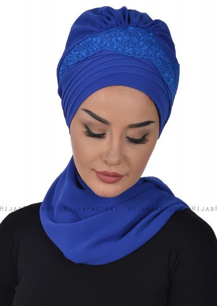 Celine - Blue Chiffon Turban - Ayse Turban