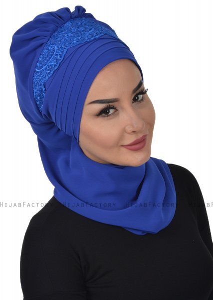 Celine - Blue Chiffon Turban - Ayse Turban