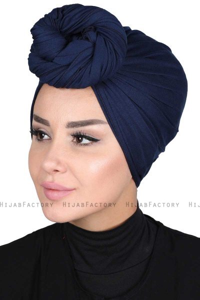 Sigrid - Navy Blue Cotton Hijab - Ayse Turban