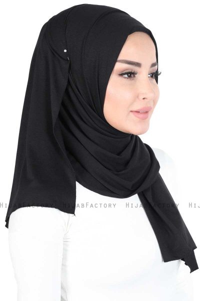 Sigrid - Black Cotton Hijab - Ayse Turban