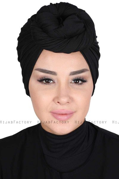 Sigrid - Black Cotton Hijab - Ayse Turban