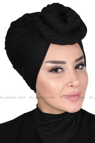 Sigrid - Black Cotton Hijab - Ayse Turban