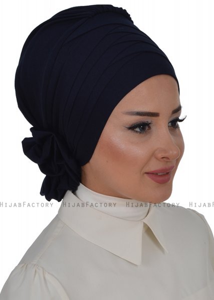 Monica - Navy Blue Cotton Turban - Ayse Turban