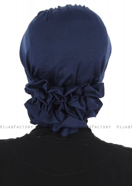 Monica - Navy Blue Cotton Turban - Ayse Turban