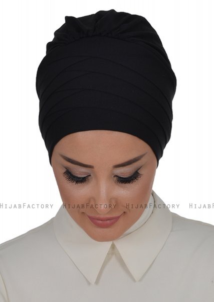 Monica - Black Cotton Turban - Ayse Turban