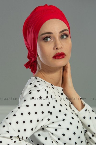 Monica - Red Cotton Turban - Ayse Turban