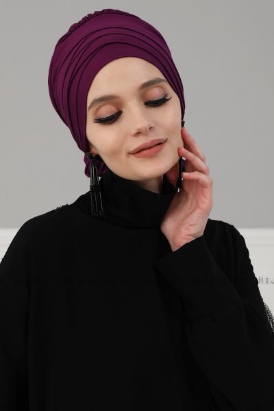 Monica - Purple Cotton Turban - Ayse Turban
