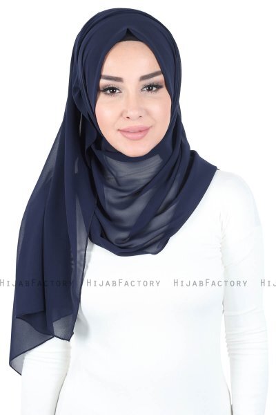 Joline - Navy Blue Premium Chiffon Hijab