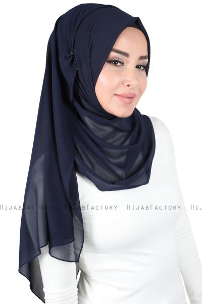Joline - Navy Blue Premium Chiffon Hijab