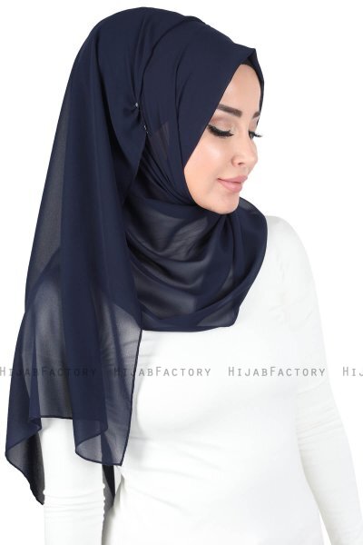 Joline - Navy Blue Premium Chiffon Hijab