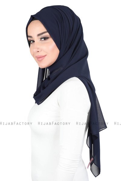 Joline - Navy Blue Premium Chiffon Hijab