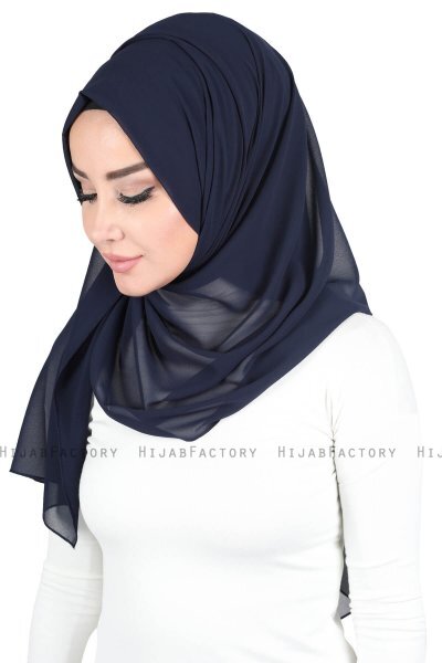 Joline - Navy Blue Premium Chiffon Hijab