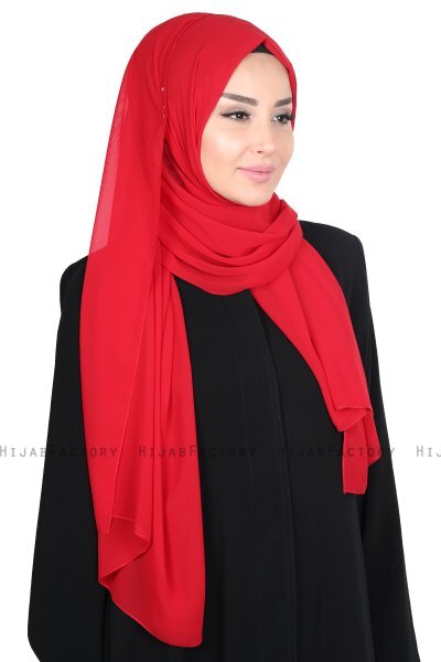 Joline - Red Premium Chiffon Hijab
