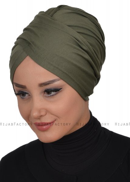 Fiona - Khaki Cotton Turban - Ayse Turban