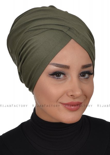 Fiona - Khaki Cotton Turban - Ayse Turban