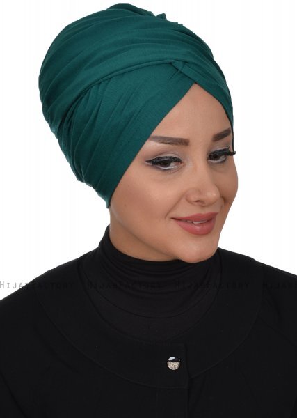 Fiona - Dark Green Cotton Turban - Ayse Turban
