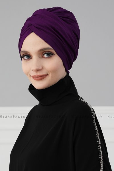 Fiona - Purple Cotton Turban - Ayse Turban