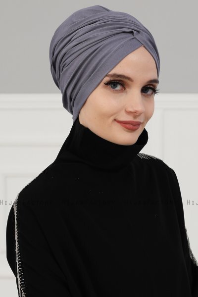 Fiona - Grey Cotton Turban - Ayse Turban