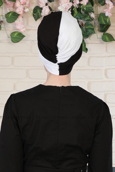 Fiona - White & Black Cotton Turban