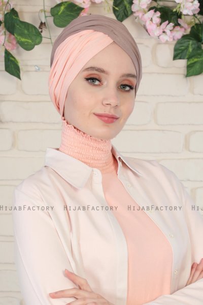 Fiona - Dark Taupe & Dusty Pink Cotton Turban