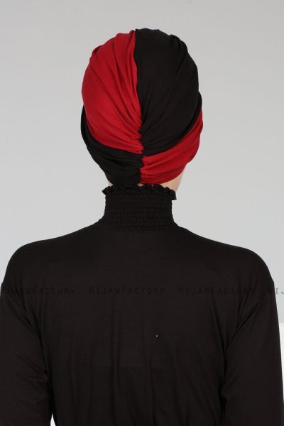 Fiona - Black & Bordeaux Cotton Turban