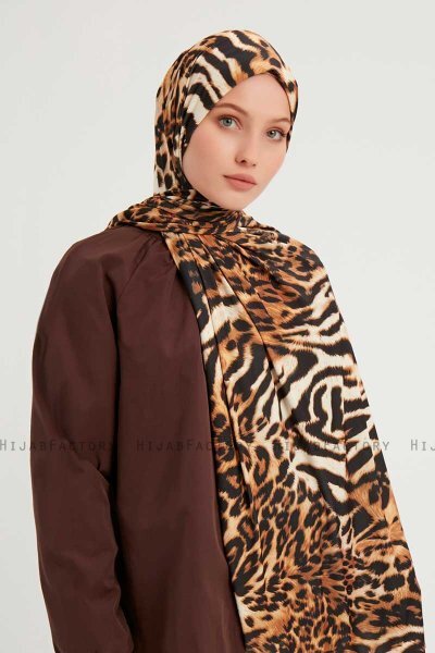 Ayten - Brown Patterned Hijab