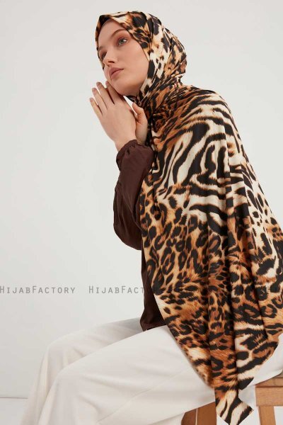Ayten - Brown Patterned Hijab