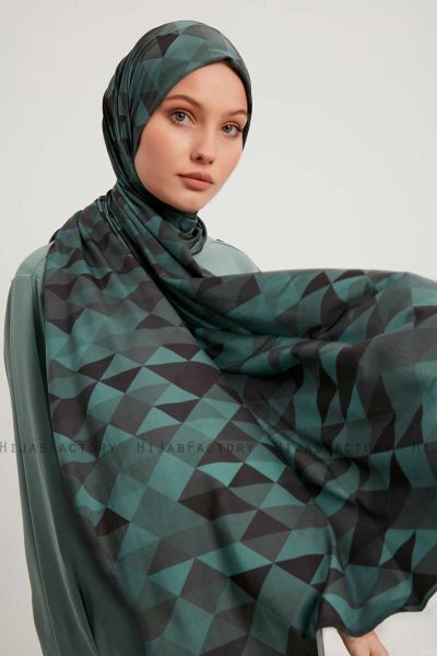 Banou - Petrol Blue Patterned Hijab