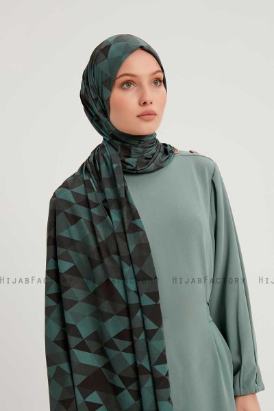 Banou - Petrol Blue Patterned Hijab