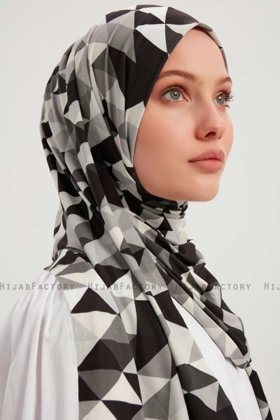 Banou - Black Patterned Hijab