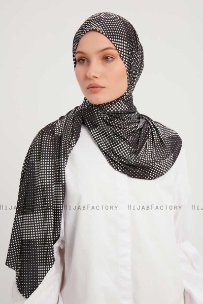 Nurgul - Black Patterned Hijab