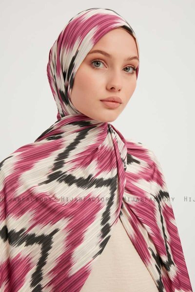 Tansu - Dark Pink Patterned Hijab
