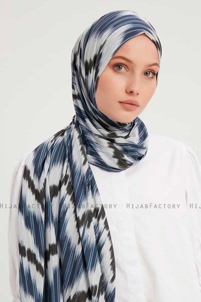 Tansu - Navy Blue Patterned Hijab