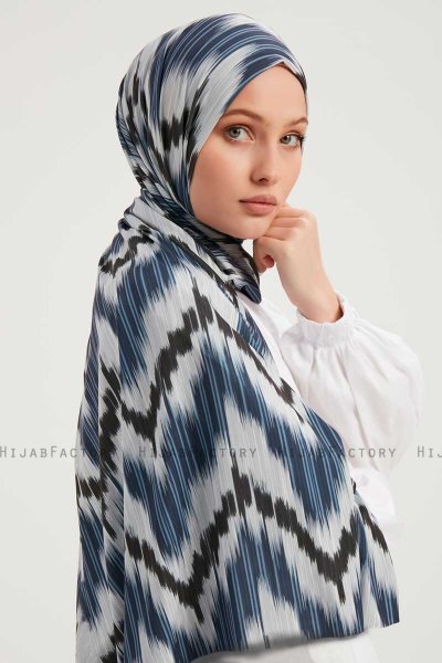 Tansu - Navy Blue Patterned Hijab