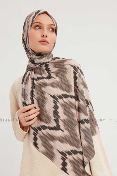 Tansu - Light Brown Patterned Hijab