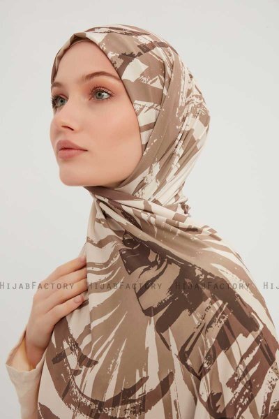 Ezmeray - Taupe Patterned Hijab