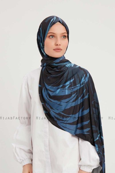 Ezmeray - Navy Blue Patterned Hijab