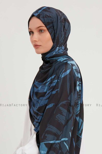 Ezmeray - Navy Blue Patterned Hijab
