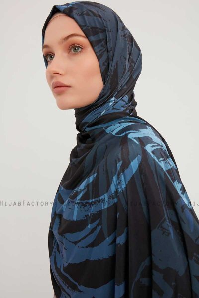 Ezmeray - Navy Blue Patterned Hijab
