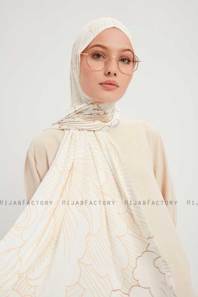 Fadime - Pearl White Patterned Hijab