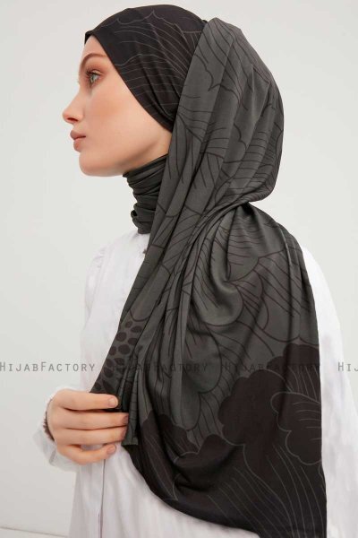 Fadime - Black Patterned Hijab