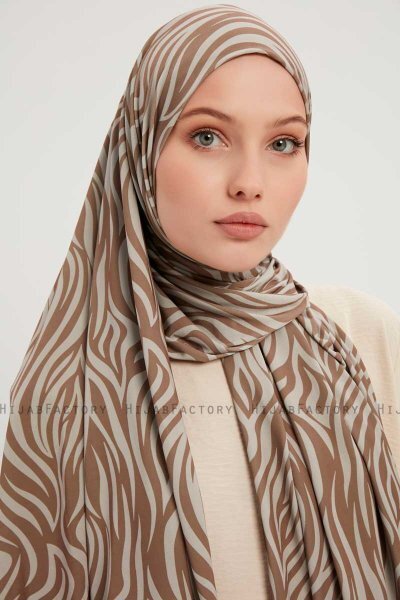 Hafiz - Light Brown Patterned Hijab