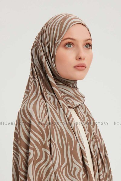 Hafiz - Light Brown Patterned Hijab