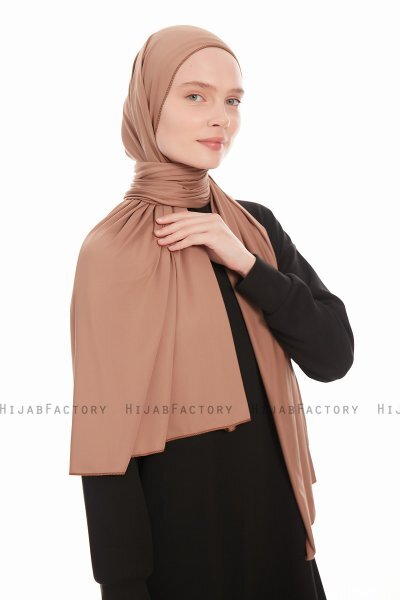 Farah - Light Brown Jersey Hijab