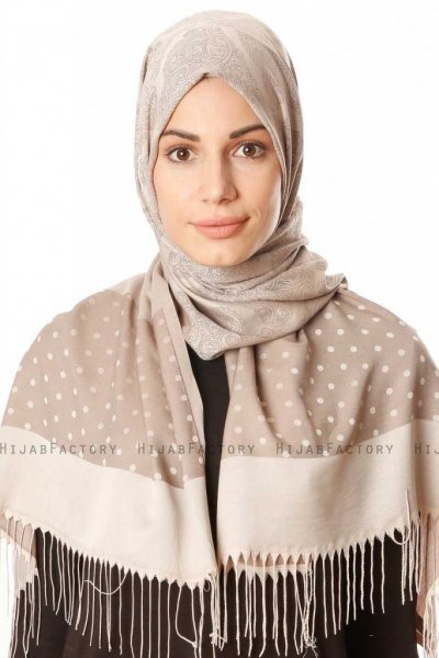 Alev - Beige Patterned Hijab