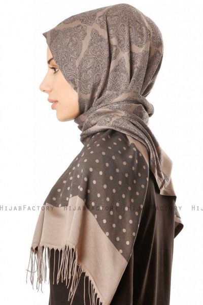 Alev - Taupe Patterned Hijab