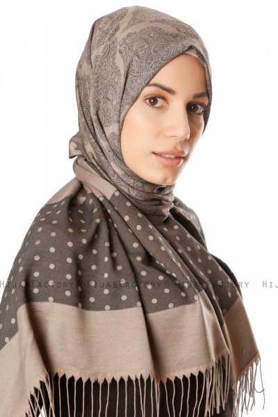 Alev - Taupe Patterned Hijab