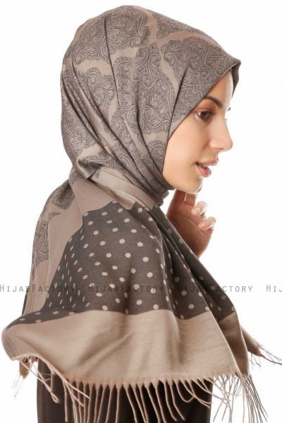 Alev - Taupe Patterned Hijab