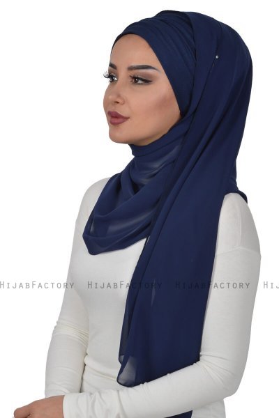 Alva - Navy Blue Practical Hijab & Underscarf