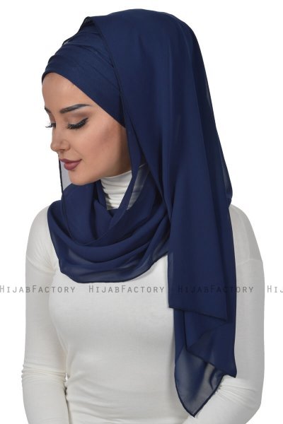Alva - Navy Blue Practical Hijab & Underscarf